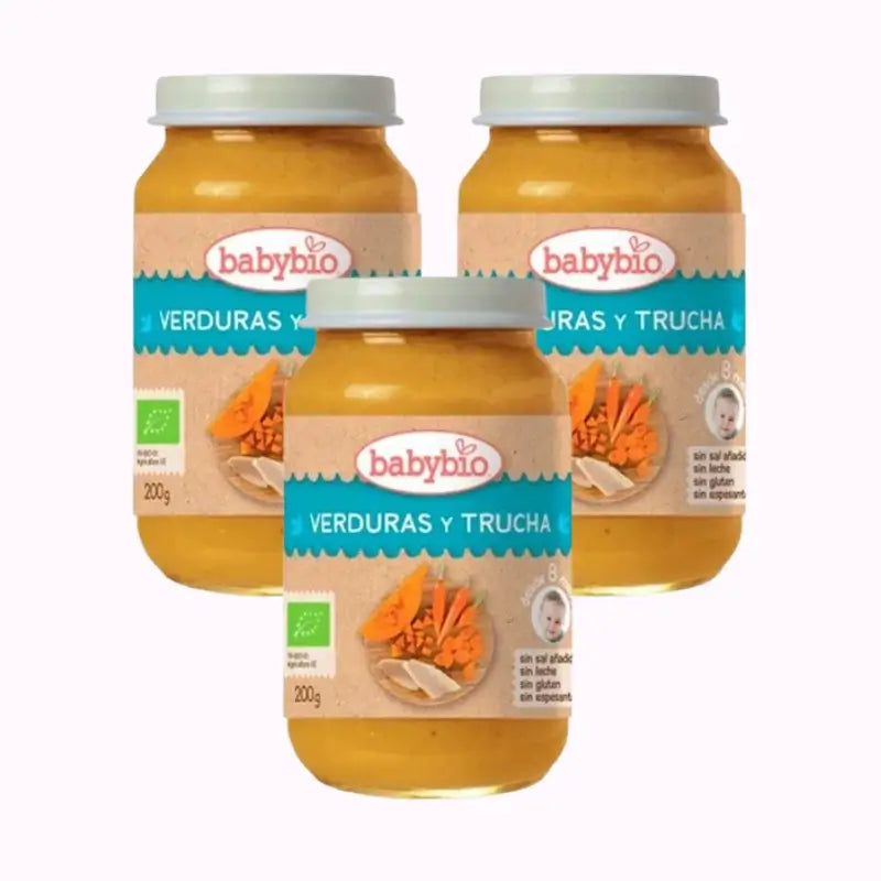 Babybio Traditional Trout Menu, paquet de 3 x 200 grammes