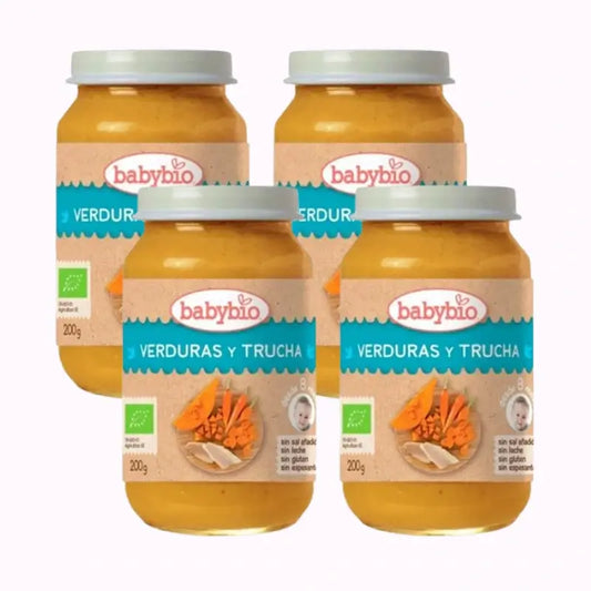 Babybio Traditional Trout Menu, paquet de 4 x 200 grammes