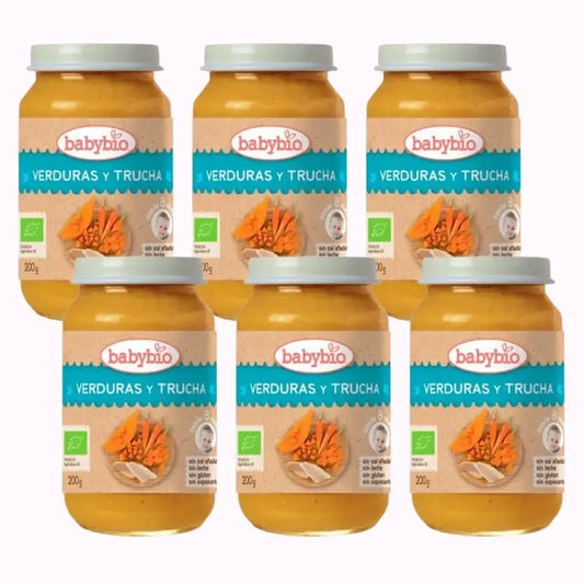 Babybio Traditional Trout Menu, paquet de 6 x 200 grammes