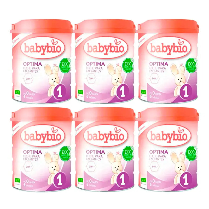 Babybio Optima 1 Lait de vache 0-6 mois, paquet de 6 x 800 grammes