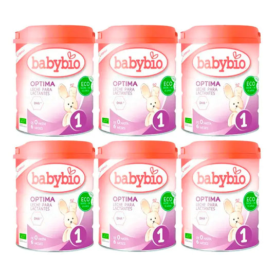 Babybio Optima 1 Lait de vache 0-6 mois, paquet de 6 x 800 grammes