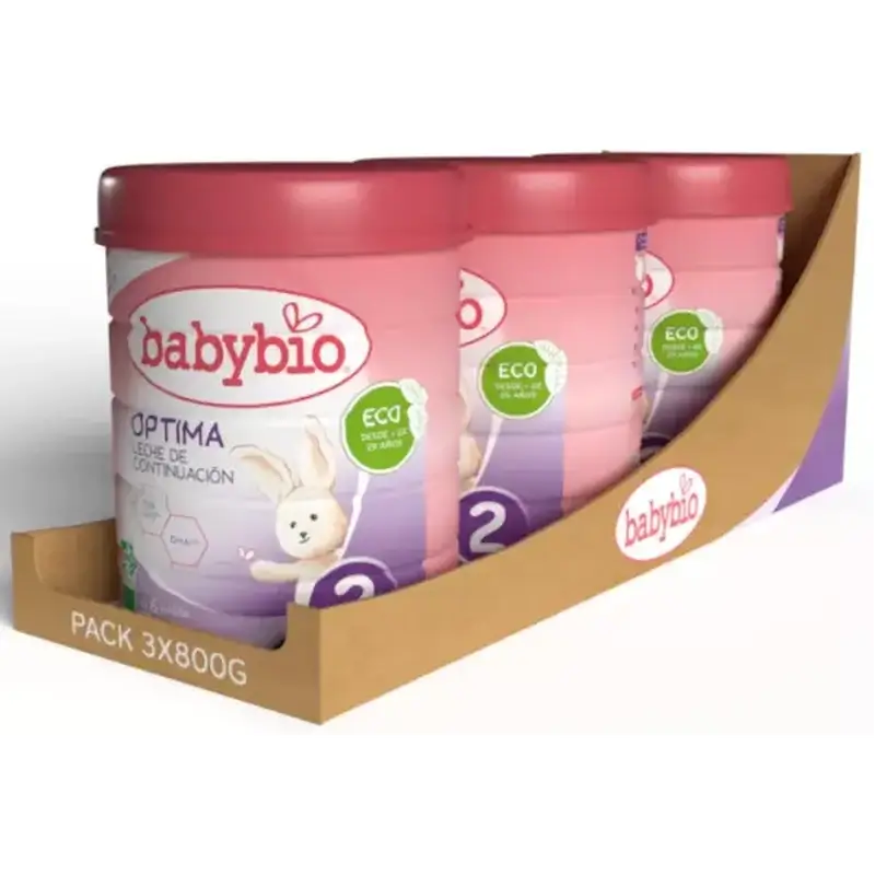 Babybio Optima 2 Lait de vache 6-12 mois, paquet de 3 x 800 grammes