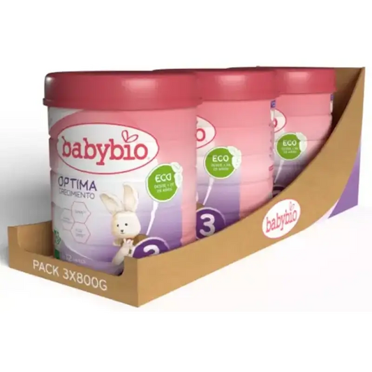 Babybio Optima 3 Lait de vache 12-36 mois, paquet de 3 x 800 grammes