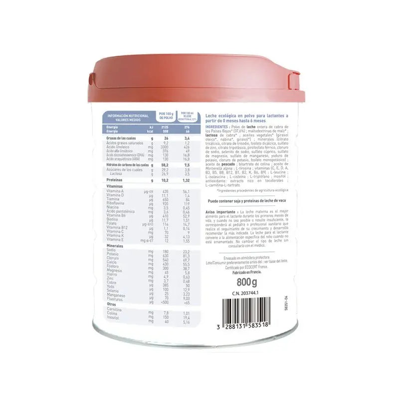 Babybio Caprea 1 Lait de chèvre 0-6 mois, paquet de 12 x 800 g