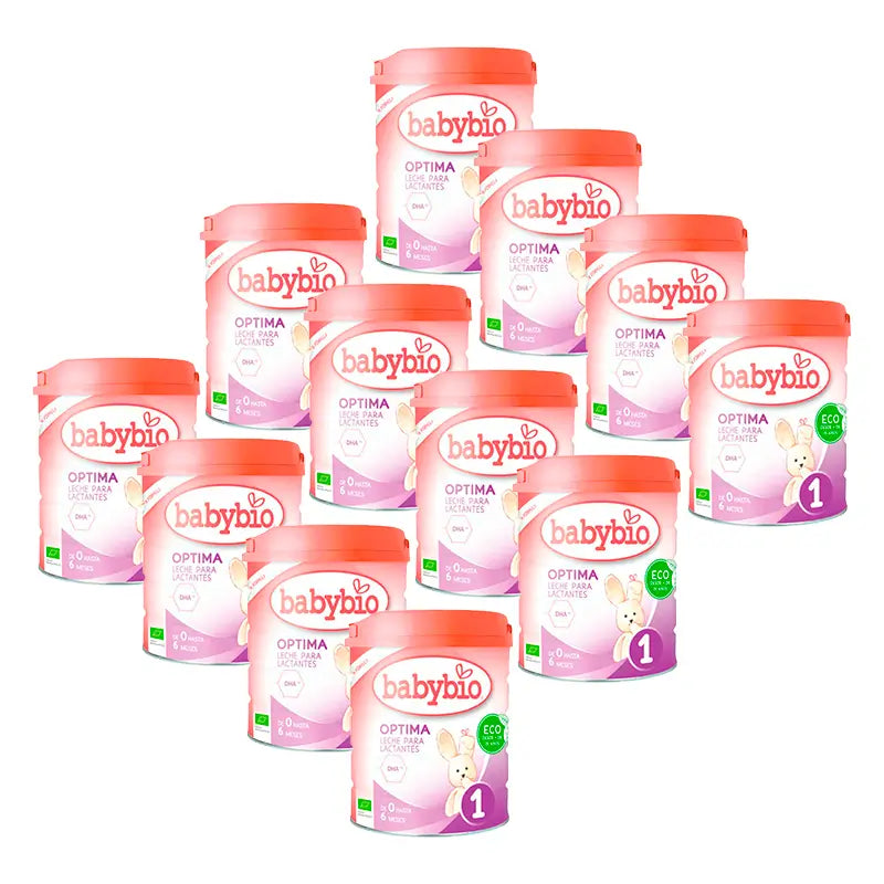 Babybio Optima 1 Lait de vache 0-6 mois, paquet de 12 x 800 grammes