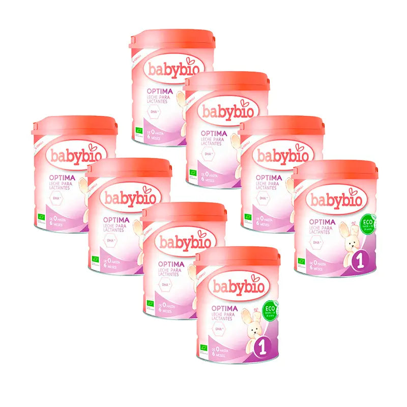 Babybio Optima 1 Lait de vache 0-6 mois, paquet de 8 x 800g