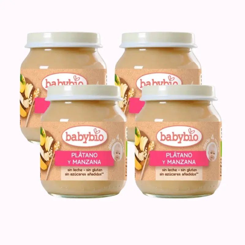 Babybio Banane et pomme, paquet de 4 x 130 g