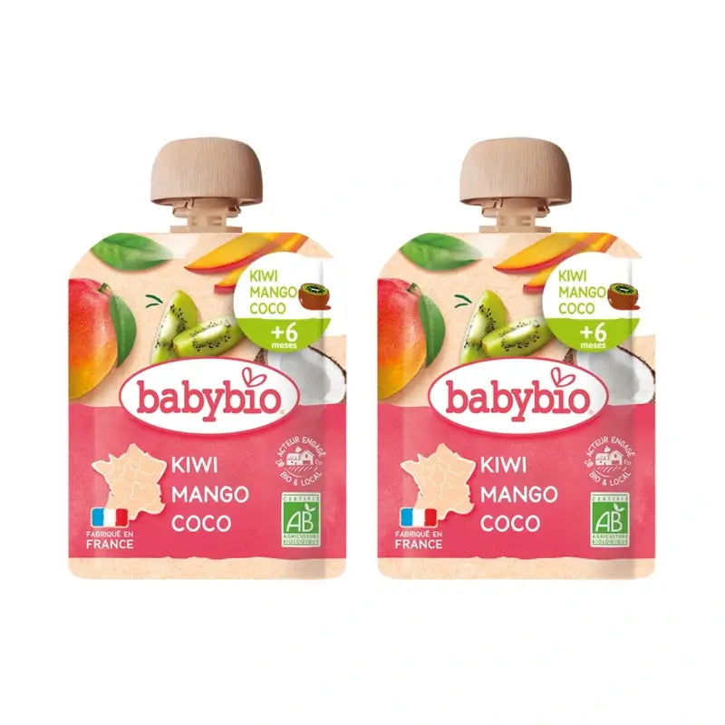 Babybio Pouch Kiwi Mangue Noix de Coco, Pack 2 x 90 g
