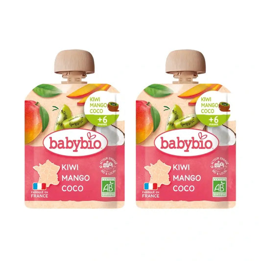 Babybio Pouch Kiwi Mangue Noix de Coco, Pack 2 x 90 g