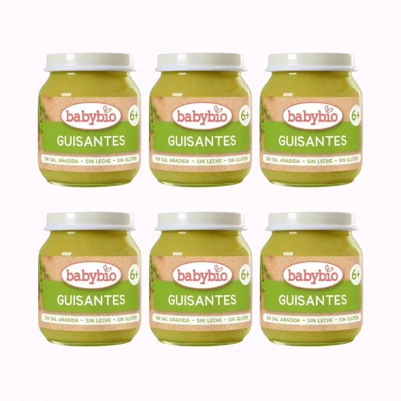 Babybio Babybio Petits pois, paquet de 6 x 130 grammes