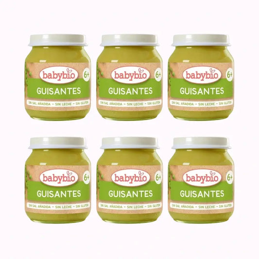 Babybio Babybio Petits pois, paquet de 6 x 130 grammes