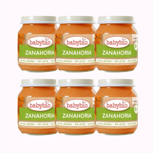 Bocal de carottes Babybio, paquet de 6 x 130 grammes