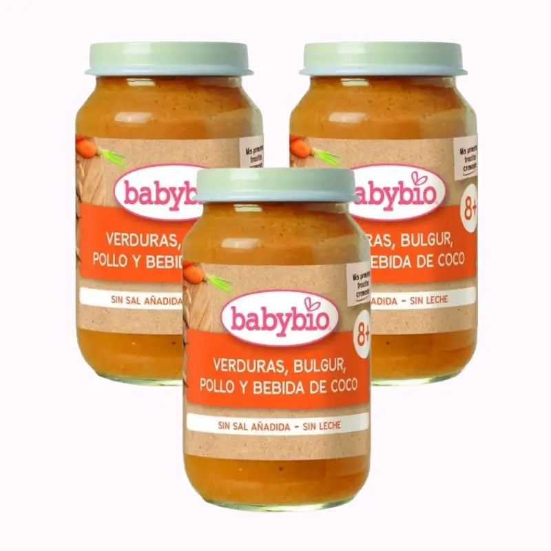 Babybio Vegetables Bulgur Chicken & Coconut Drink, Pack 3 x 200 grammes