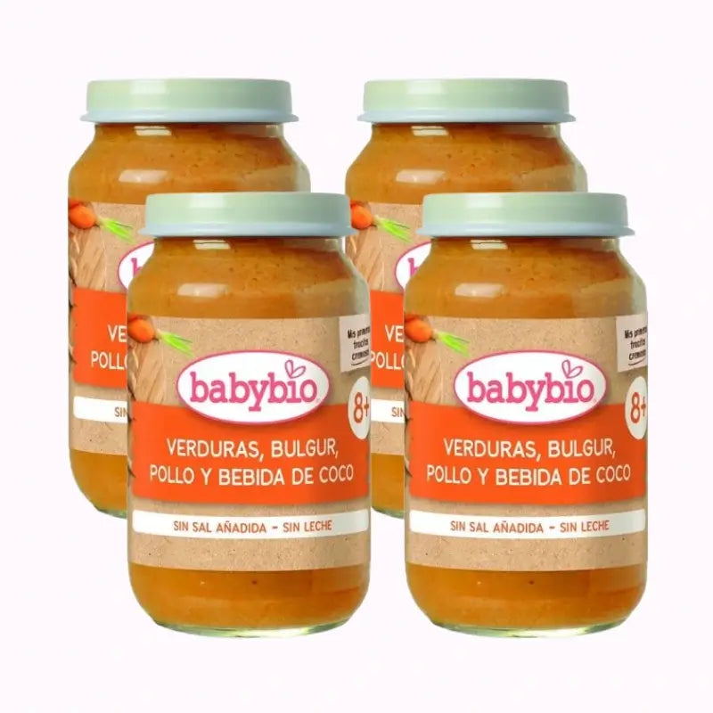 Babybio Vegetables Bulgur Chicken & Coconut Drink, Pack 4 x 200 grammes
