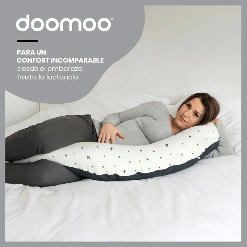 Babymoov Coussin de maternité et d'allaitement Doomoo Buddy Gris étoiles