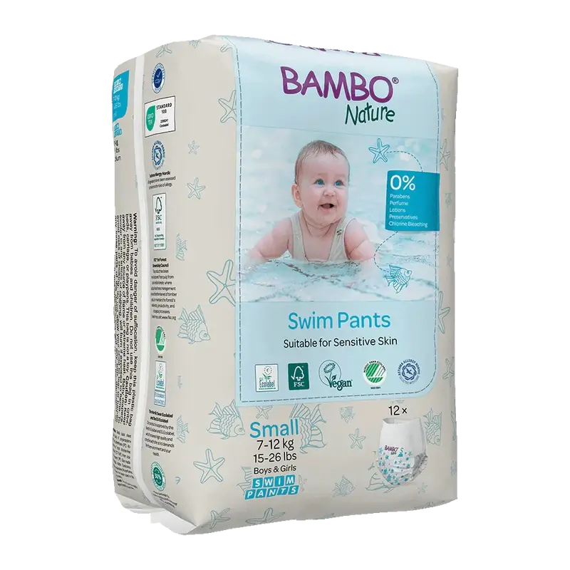 Couches à eau Bambo Nature Taille S (7-12Kg), 12 unités