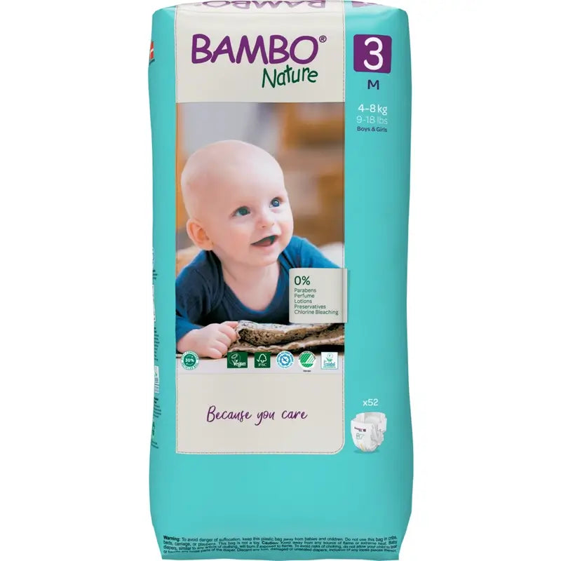 Couches Bambo Nature Taille 3 (4-8 Kg), 52 pcs.