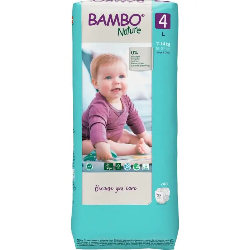 Couches Bambo Nature Taille 4 (7-14 Kg), 48 pcs.