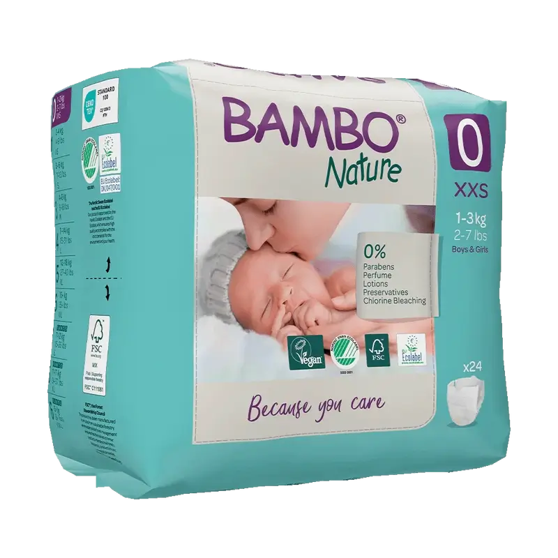 Couches Bambo Nature Taille 0 (1-3Kg), 24 pcs.