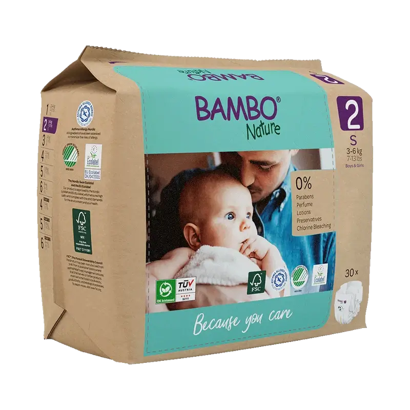 Couches Bambo Nature Taille 2 (3-6Kg), 30 pcs.