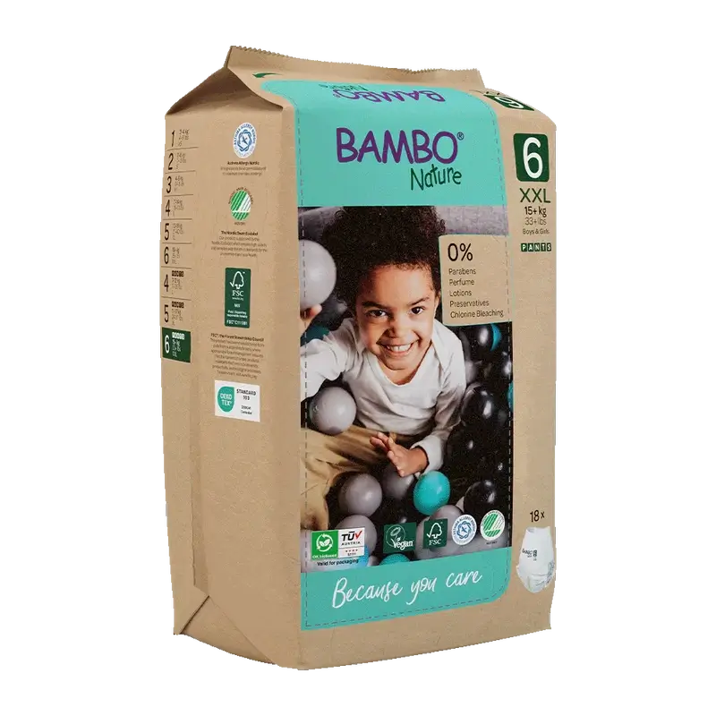 Couches Bambo Nature Pants Taille 6 (+18Kg), 18 pièces