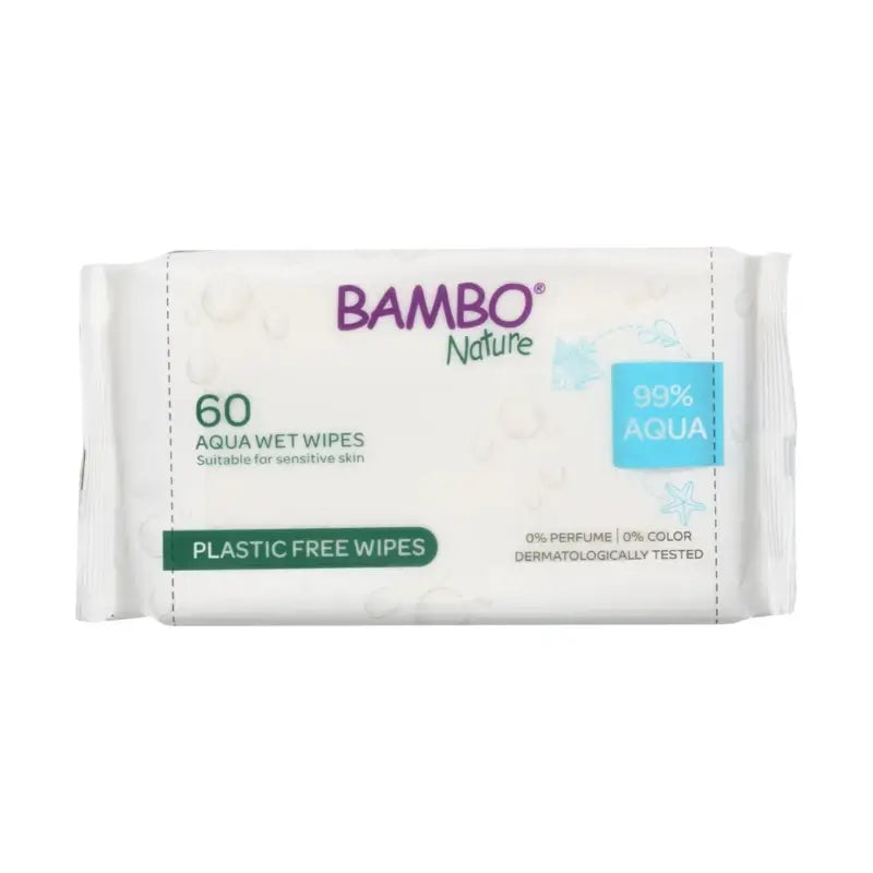 Lingettes humides Aqua de Bambo Nature, 60 unités