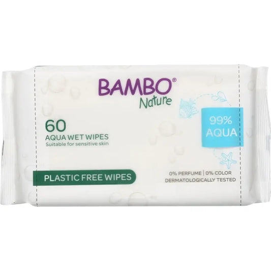 Lingettes humides Aqua de Bambo Nature, 60 unités