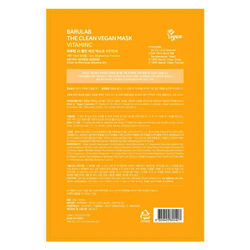 Barulab The Clean Vegan Mask - Vitamine C, 23 g