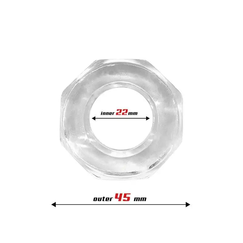 Anneaux de Bête Anneau de Bite Polygonal Super Flexible 2.2 Cm Transparent
