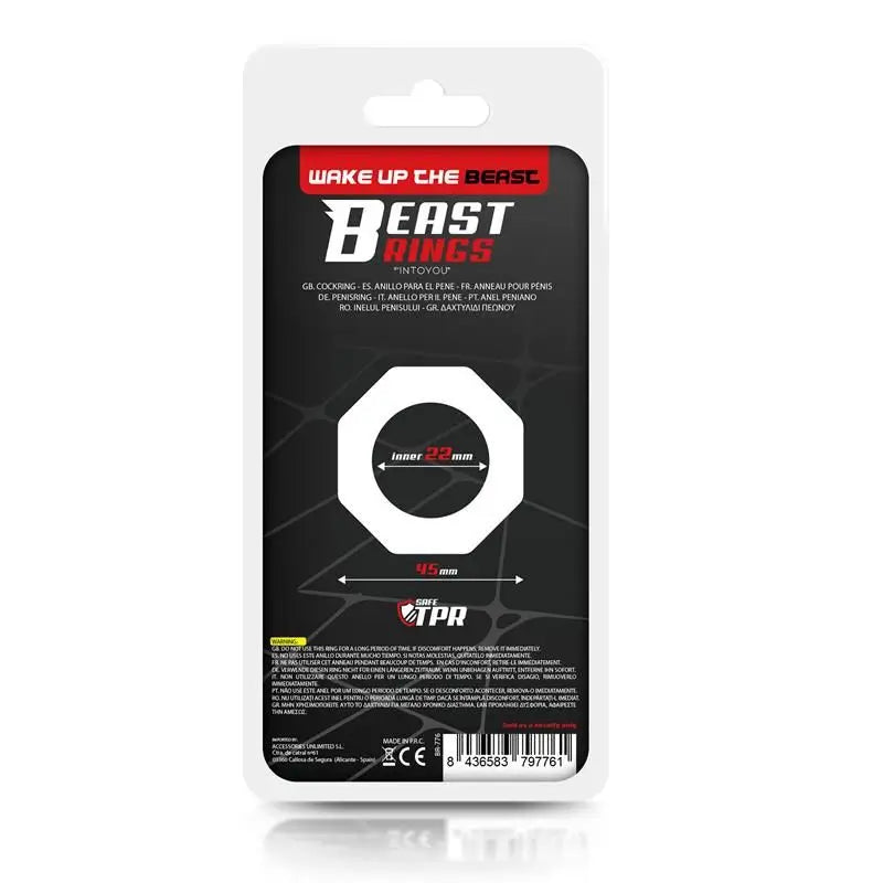 Beast Rings Super Flexible Polygonal Penis Ring 2.2 Cm Transparent