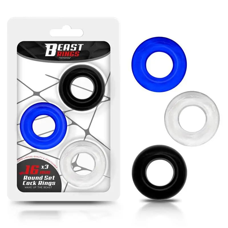 Beast Rings Set 3 anneaux de pénis 3 couleurs 1.6 Cm