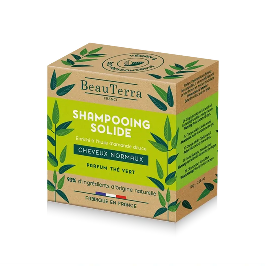 Beauterra Shampooing solide au thé vert (cheveux normaux) , 75 gr