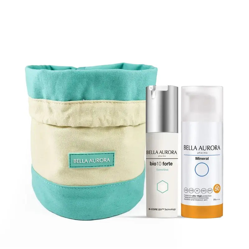 Bella Aurora Pack anti-imperfections Bio10 Forte Sensitive + Crème solaire minérale + Coffret cadeau, 30 + 50 ml