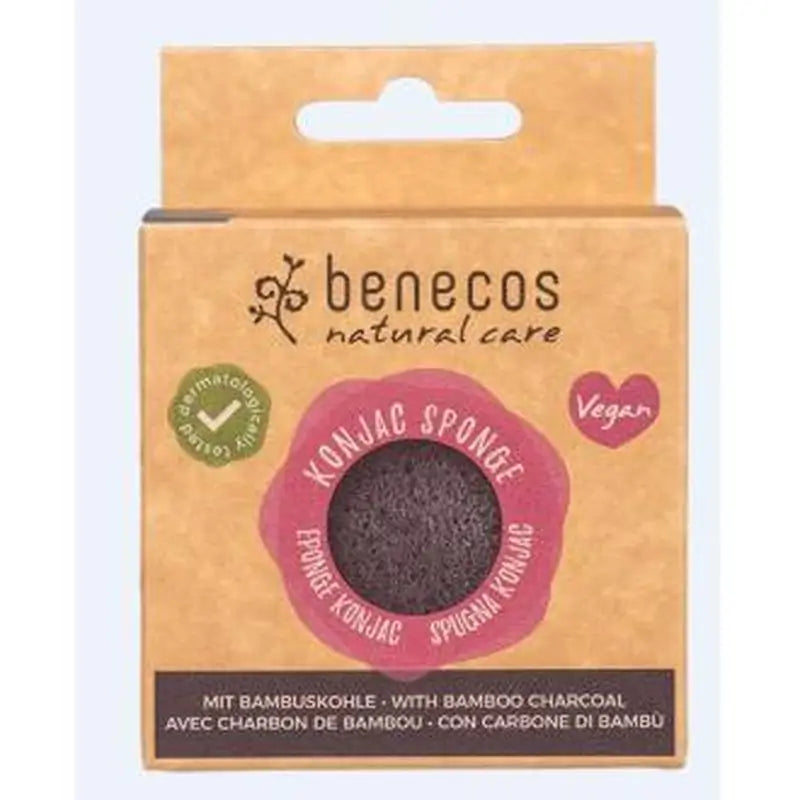 Benecos Konjac Sponge Black Bamboo Purifying Sponge-Oily Skin