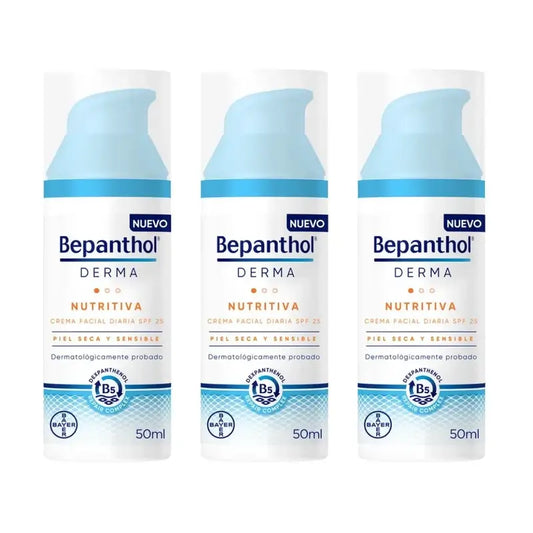 Bepanthol Derma Crème quotidienne nourrissante pour le visage Spf 25, 3X50 Ml