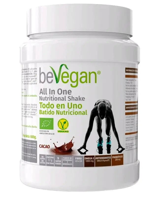 Bevegan All In One Nutritional Shake Cacao, 600 Gr