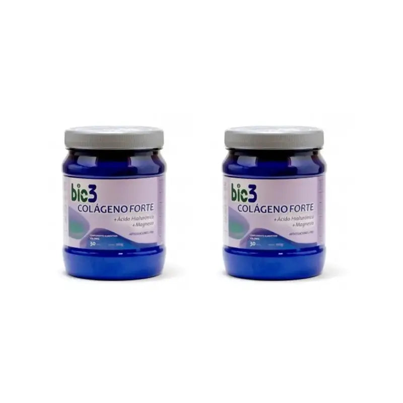 Bie3 Collagène + Acide Hyaluronique + Magnésium Forte Bouteille, 2X360 Gr Pack