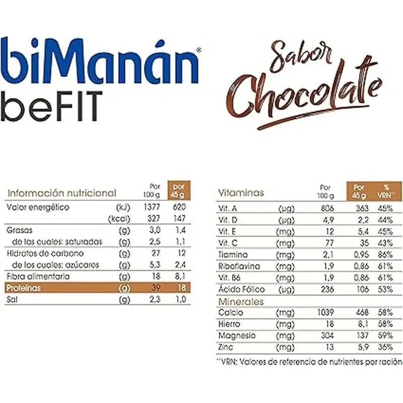biManán Befit Goût Chocolat 12 Crèmes