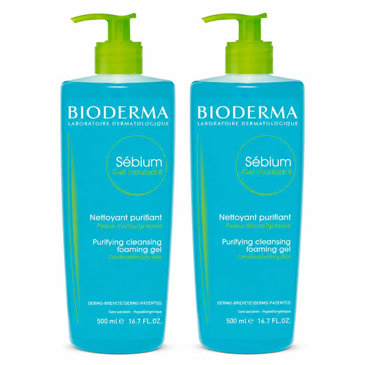 Bioderma Sebium Gel moussant purifiant 500 ml, lot de 2