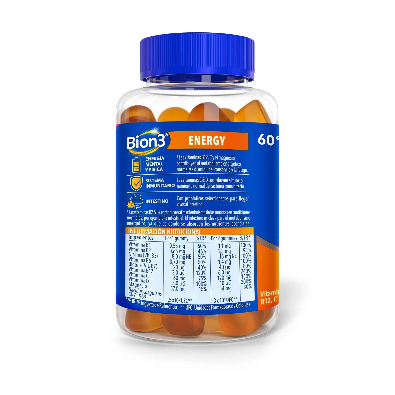 Bion3 Gummies Energy, Vitamines avec Probiotiques, Vitamine B12, Vitamine C, Vitamine D et Magnésium
