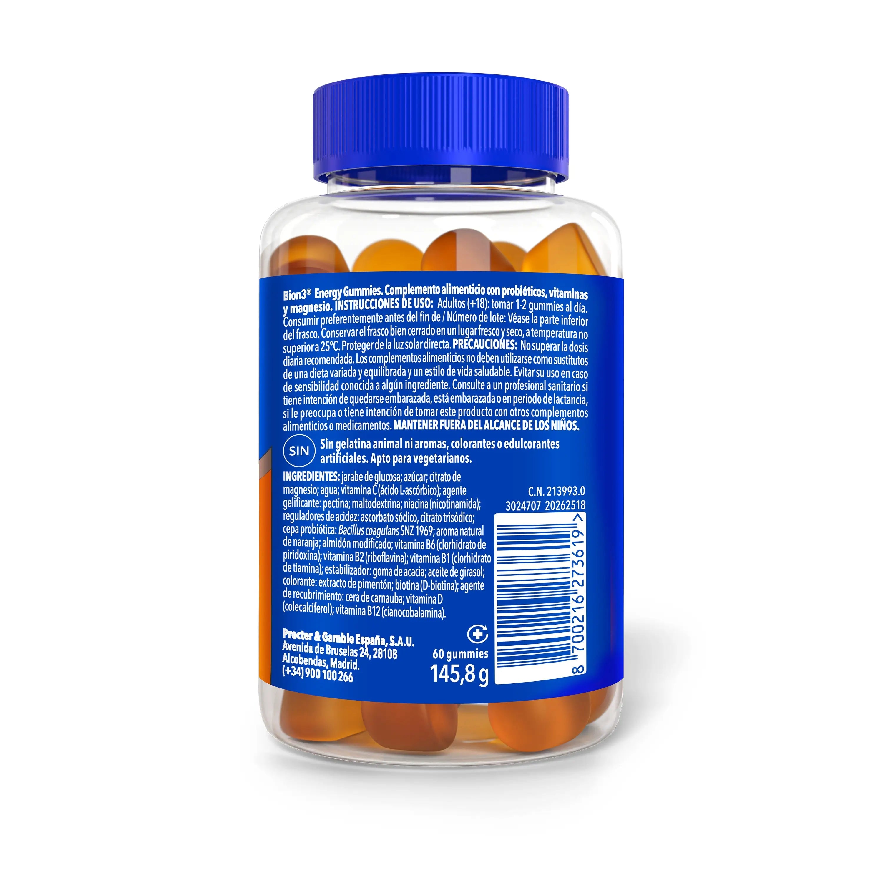 Bion3 Gummies Energy, Vitamines avec Probiotiques, Vitamine B12, Vitamine C, Vitamine D et Magnésium