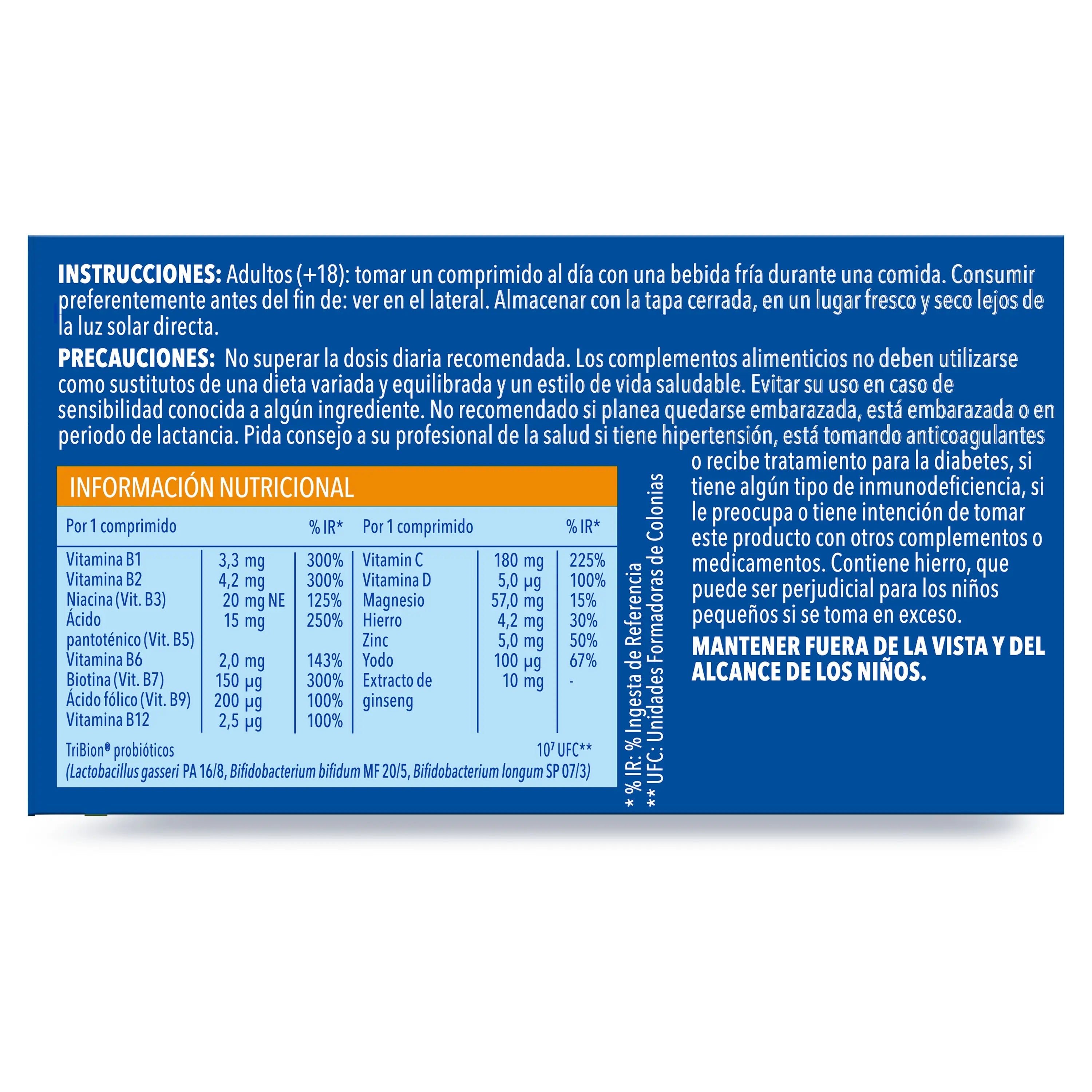 Bion3 Energy Comprimés multivitaminés avec probiotiques, vitamine B12, C et magnésium