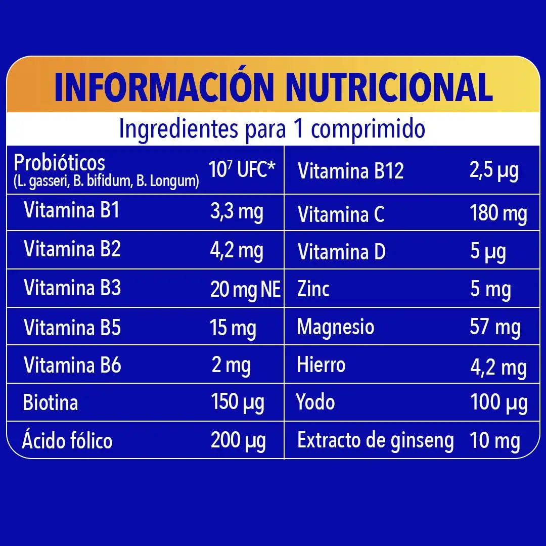 Bion3 Energy Comprimés multivitaminés avec probiotiques, vitamine B12, C et magnésium