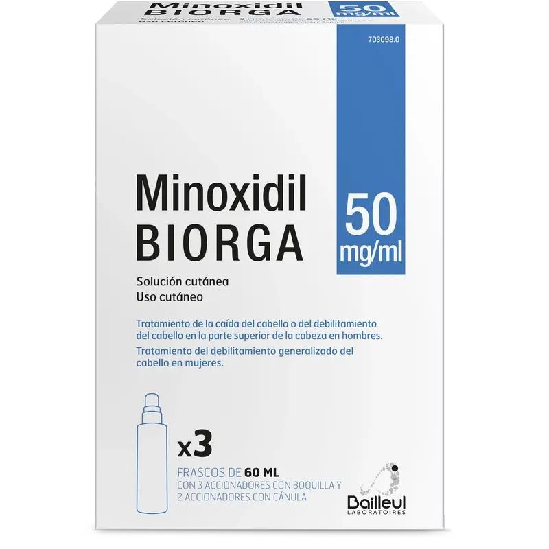 Biorga 50 Mg/ ml Minoxidil Solution Cutanée 3 Flacons de 60 ml