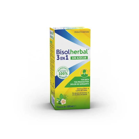 Bisolherbal 3 en 1 sans sucre, sirop, flacon de 100 ml