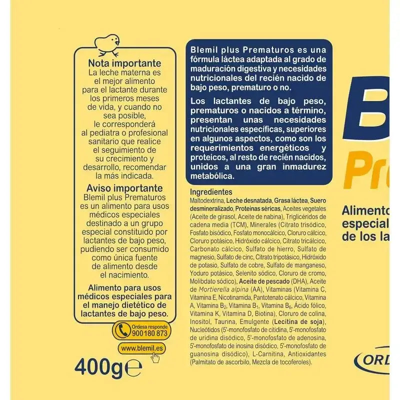 Blemil Plus Nourrissons prématurés, paquet de 2 x 400g