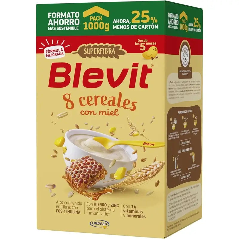 Blevit Baby Food Superfibre 8 Céréales & Miel, 1000 grs.