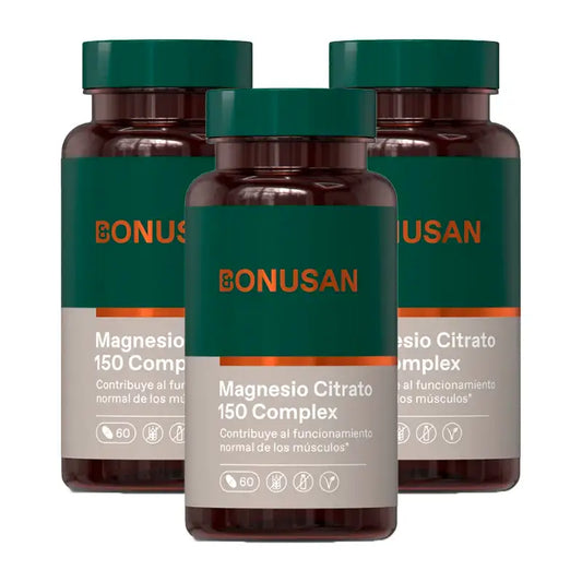 Bonusan Citrate de Magnésium 150 Complexe, Pack 3 x 60 comprimés