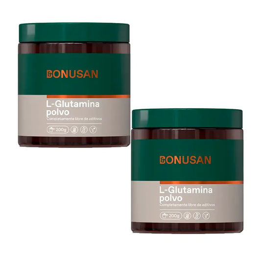 Bonusan L-Glutamine en poudre, paquet de 2 x 200 grammes