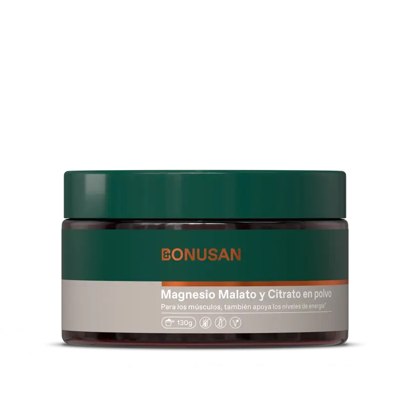 Bonusan Malate et Citrate de Magnésium en Poudre , 130 grammes